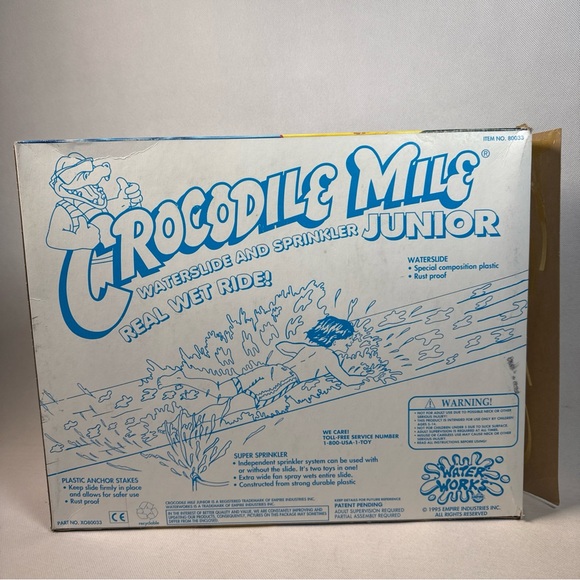 VTG Crocodile Mile Junior Water slide And Sprinkler 1990’s. Empire. NEW OPEN BOX - Picture 2 of 5